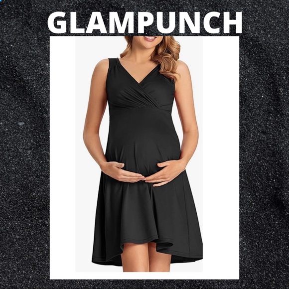 Glampunch Dresses & Skirts - NWT Size M Little Black Maternity V Neck Tank Dress Sleeveless ❤️
